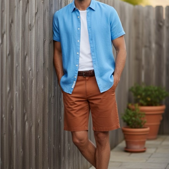 Vineyard Vines Orange/Coral Flat Front Shorts - Picture 1 of 4